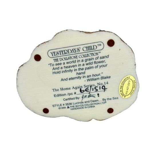 Boyds Bears Dollstone Collection Lucinda and Dawn By the Sea Yesterdays Child - Picture 2 of 13